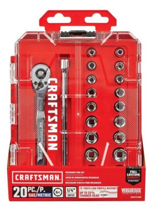 Craftsman Cmmt12108 20 piezas unidades de crique 1/4 y tubos sae metri color plateado